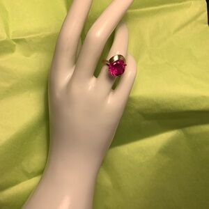 14K Yellow Gold Vintage Ring with Lab Created Ruby